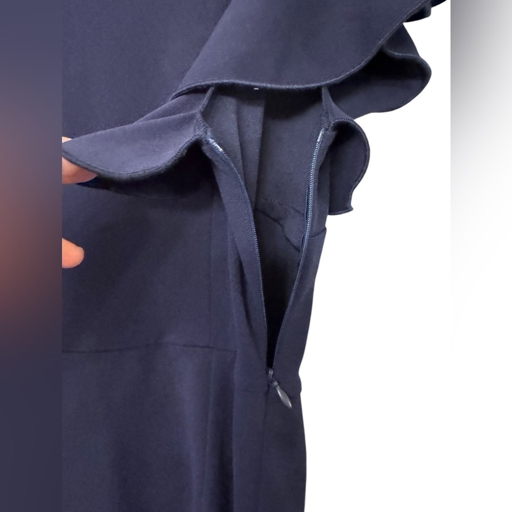 iHot Faux Wrap Ruched Front Ruffle Sleeve Dress - Picture 8 of 9